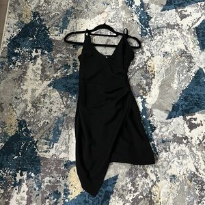 black V neck dress